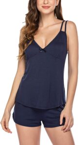 Ekouaer - Conjunto de pijama para mujer, camiseta y pantalones cortos, tallas S a XXL