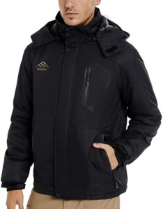 INVACHI Men's Waterproof Ski Jacket Hooded Mountain Windbreakers Windproof Raincoat Winter Warm Snow Coat