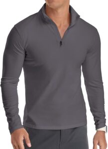 YTD Men's Long/Short Sleeve Polo Shirts Quarter-Zip Casual Slim Fit Mock Neck Basic Designed Cotton Shirts
